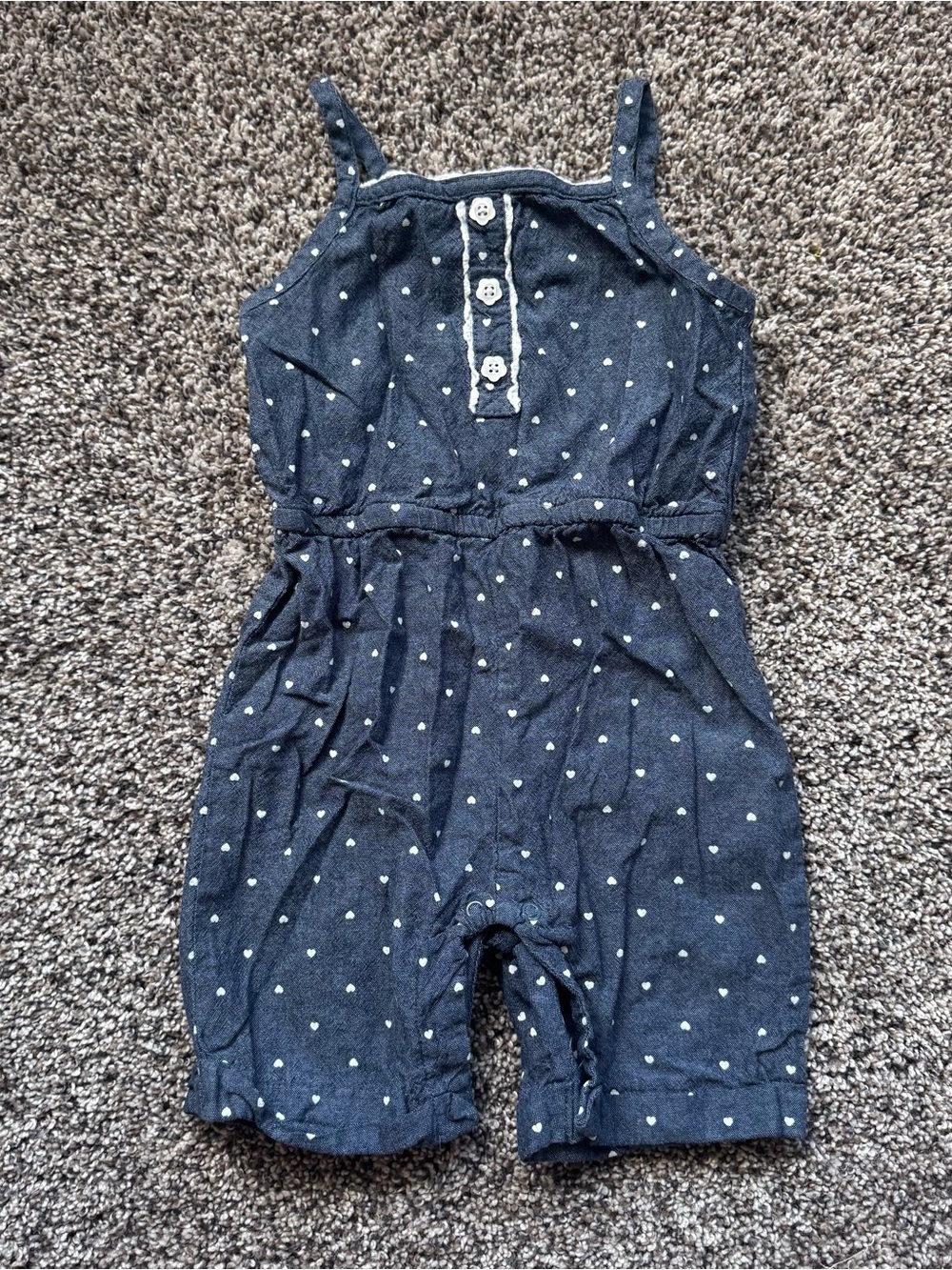 Toddler Girl’s Romper with White Polka Dots